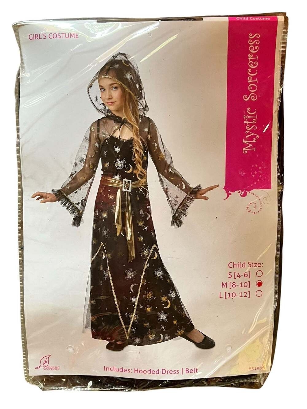 Seasons Mystic Sorceress Girls Halloween Costume with Hooded Dress and Belt